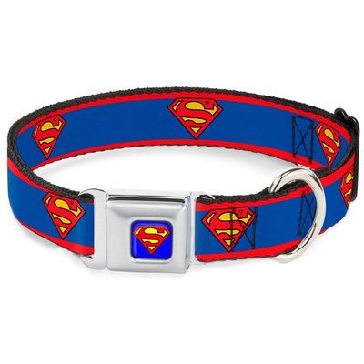 Buckle-Down 22.9–38.1 cm Superman Shield/Stripes Red/Blue Dog Collar