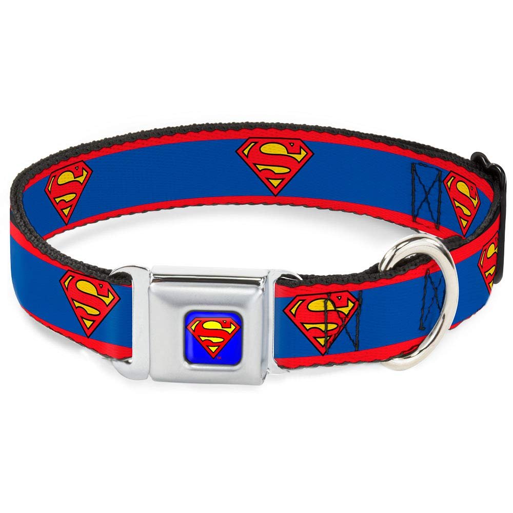 Buckle-Down 22.9–38.1 cm Superman Shield/Stripes Red/Blue Dog Collar