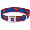 Buckle-Down 22.9–38.1 cm Superman Shield/Stripes Red/Blue Dog Collar view 1