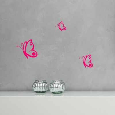 WANDKINGS Butterfly Wall Decals - Set of 3 - Design 2 / Silver