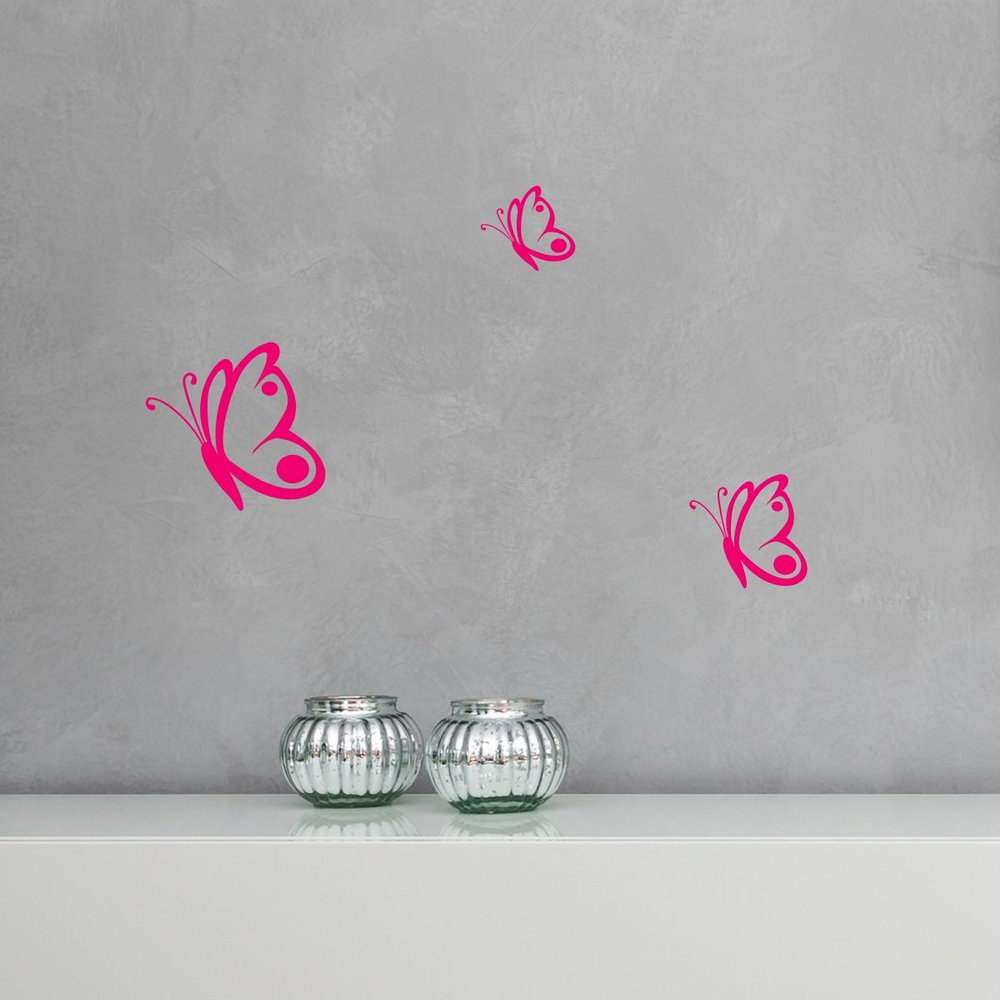 WANDKINGS Butterfly Wall Decals - Set of 3 - Design 2 / Silver
