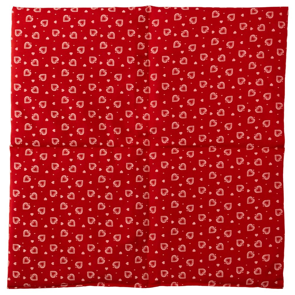 Rapeseed Seed Pillow 40 x 40 cm, 4-Chamber, Large Hearts Red