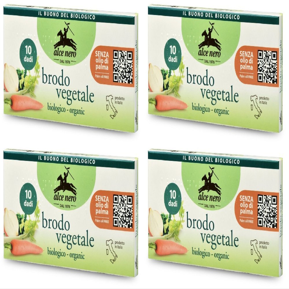 Alce Nero Organic Vegetable Bouillon Cubes “Brodo Vegetale,” 10 g, 4 pieces