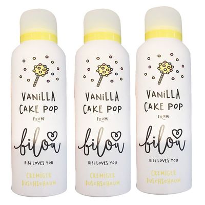 bilou Shower Foam Vanilla Cake Pop, 3-Pack (3 x 200 ml bottles)