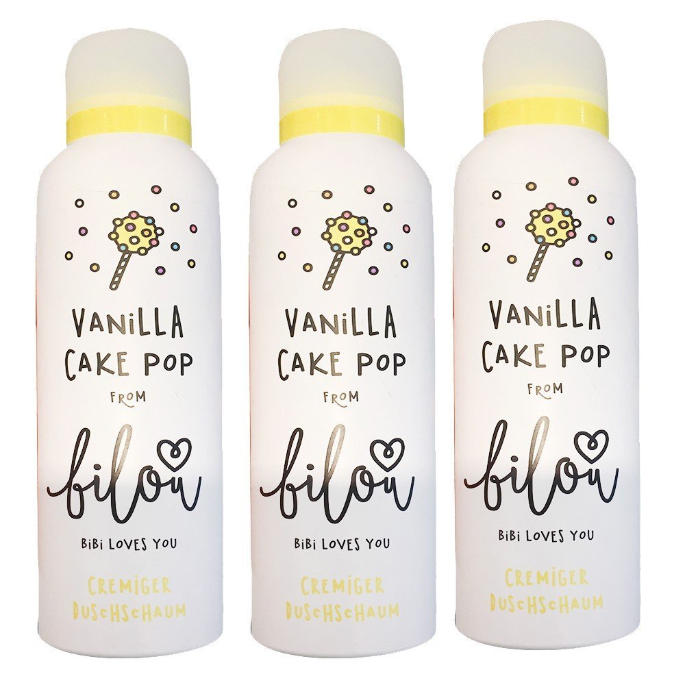 bilou Shower Foam Vanilla Cake Pop, 3-Pack (3 x 200 ml bottles)