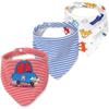 CuteOn Baby Drool Bibs, Unisex 3-Pack, Absorbent Cotton Triangle Bibs with Snaps for Boys and Girls - Assorted view 1