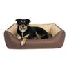 CopcoPet Orthopedic Dog Bed for Medium Dogs, Washable Reversible Faux Leather Bed with Raised Edge, Form-Stable Dog Sofa, Mocca, 90 x 70 cm view 1