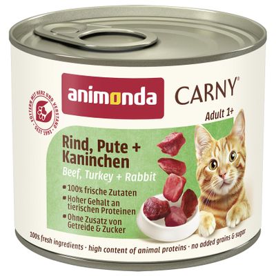animonda Carny Cat Wet Food Beef + Turkey + Rabbit (6 x 200g)