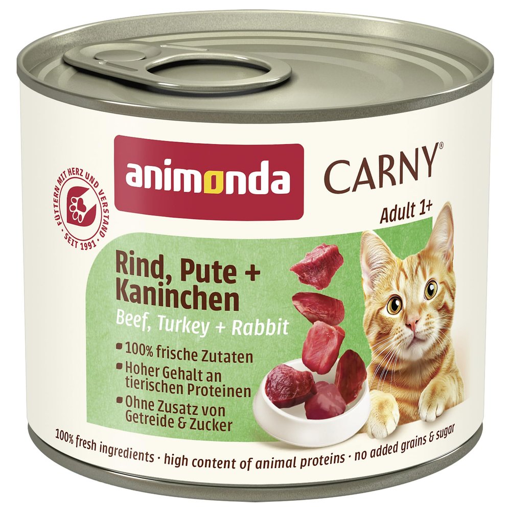 animonda Carny Cat Wet Food Beef + Turkey + Rabbit (6 x 200g)