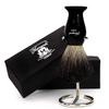 Pure Black Badger Hair Shaving Brush for Men with Stand view 2