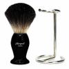 Pure Black Badger Hair Shaving Brush for Men with Stand view 3