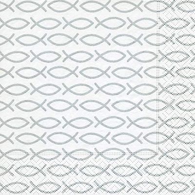 Paper+Design Fish Symbol Napkins, Silver Gray, 20 Count