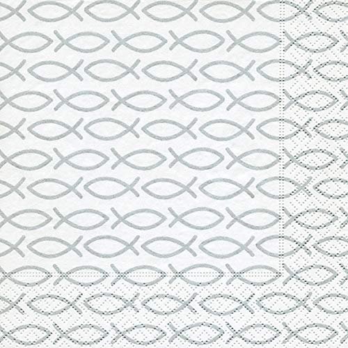 Paper+Design Fish Symbol Napkins, Silver Gray, 20 Count