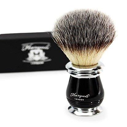Synthetic Hair Shaving Brush with Antique-Designed Black and Metal Handle