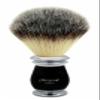 Synthetic Hair Shaving Brush with Antique-Designed Black and Metal Handle view 2