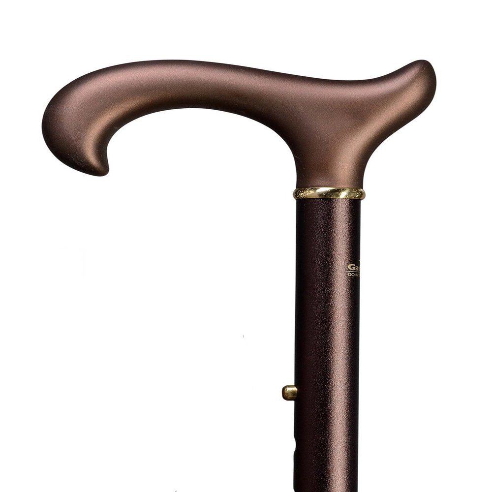 Designer Walking Cane, Soft Ergonomic Grip, Bronze, XL Folding, Extra Long