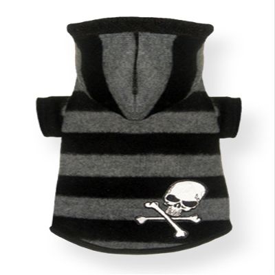 Hip Doggie HD-7SSSHG-M Super-Soft Striped Hoodie Dog Sweater, M, Gray