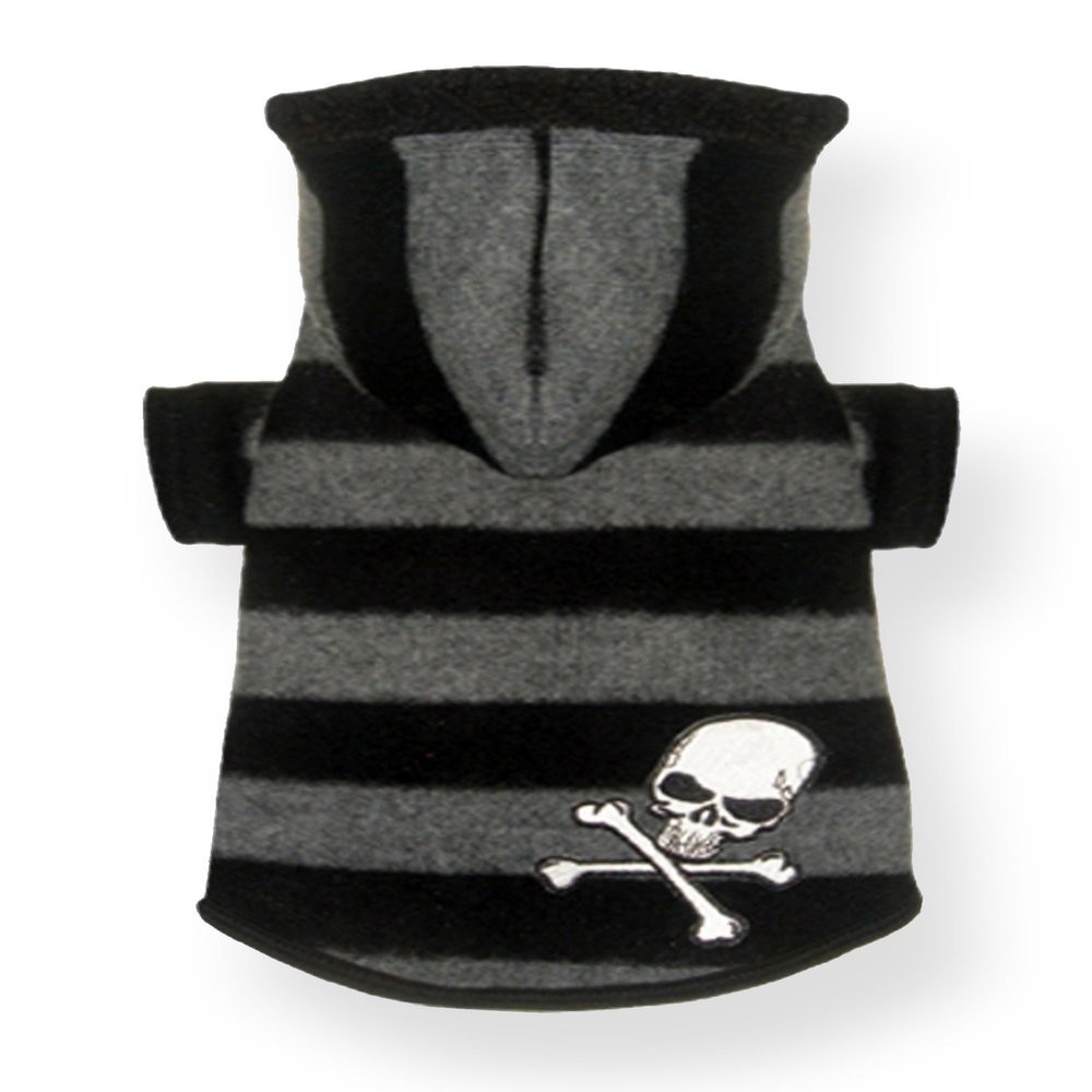 Hip Doggie HD-7SSSHG-M Super-Soft Striped Hoodie Dog Sweater, M, Gray