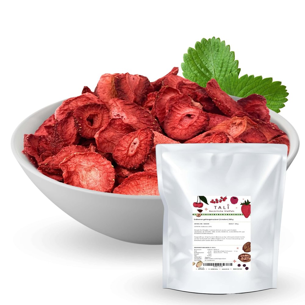 TALI Freeze-Dried Strawberries, Sliced, 300 g