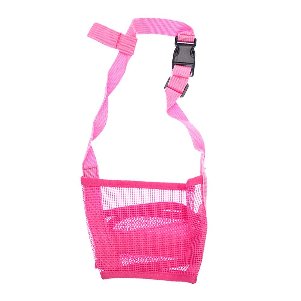 RayLineDo Adjustable Dog Muzzle - Breathable Nylon Mesh, Pink, Size M