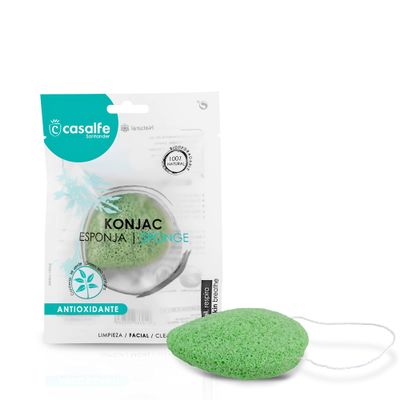 Casalfe Konjac 100% Biodegradable Natural Sponge with Green Tea for Gentle Exfoliation