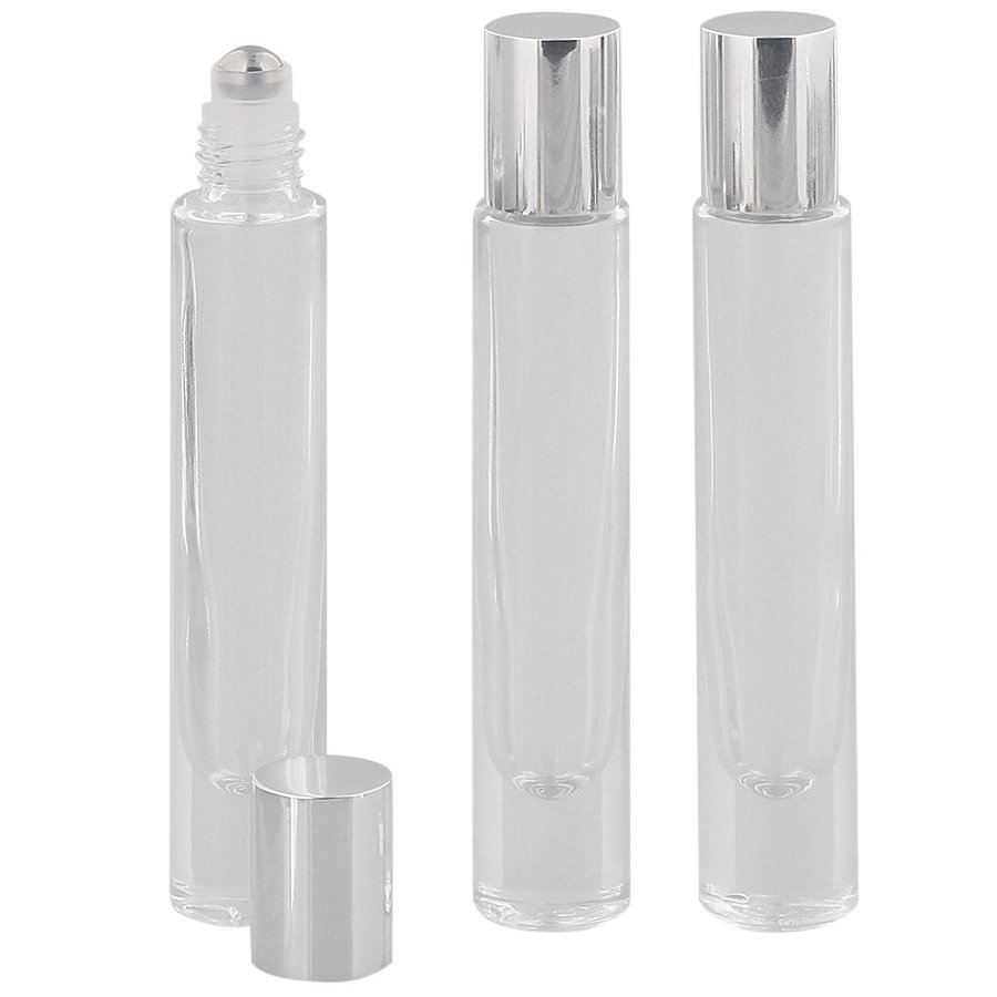 Kosmetex Empty Deodorant Roller Bottles, 8 mL Glass, 3-Pack