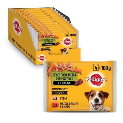 PEDIGREE Pouch - Chicken, Beef and Vegetables in Gravy - 13 Multipacks of 4x100g Bags
