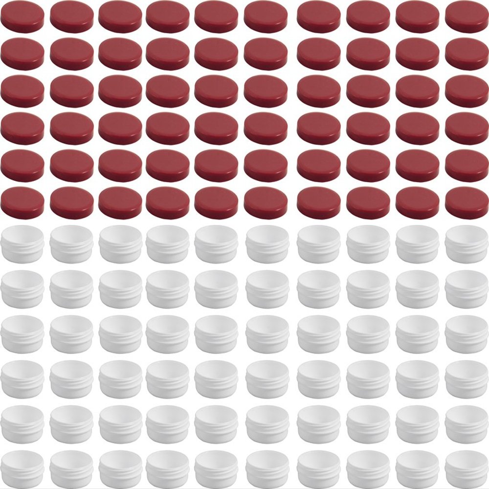 Frühes Forschen 60 Flat Ointment Jars, 12 mL, Red Lids