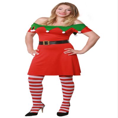 I LOVE FANCY DRESS LTD Sexy Elf/Gnome Costume: Red Dress, Medium + Elf Hat + Knee-High Stockings