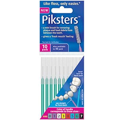 Piksters Interdental Brushes, 10 Count, Green, 0.80 mm, 6-Pack (6 x 10 Count)