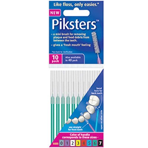 Piksters Interdental Brushes, 10 Count, Green, 0.80 mm, 6-Pack (6 x 10 Count)