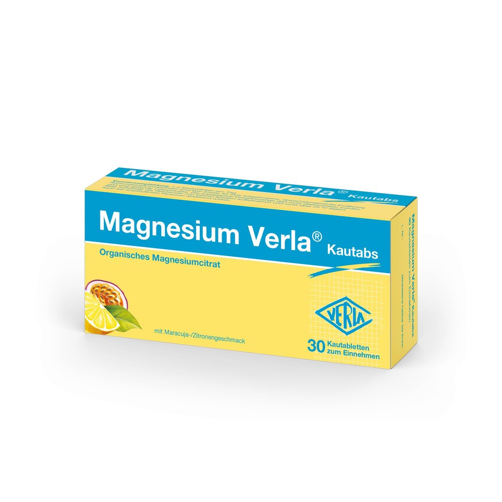 Magnesium Verla Chewable Tablets, 150 mg Magnesium Citrate, Passion Fruit-Lemon, 30 Count