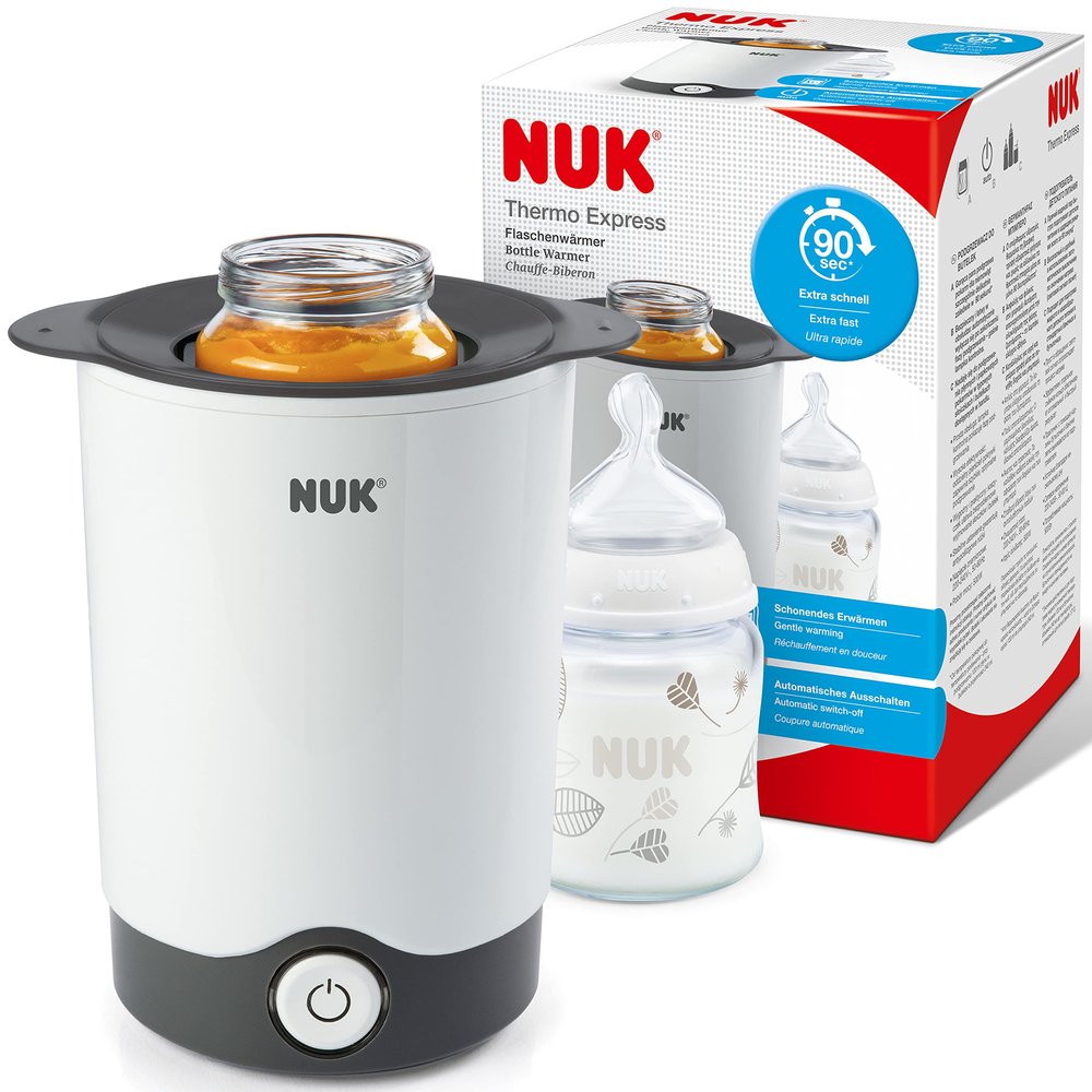 NUK Thermo Express Baby Bottle Warmer, 90-Second Gentle Heating, Automatic Shutoff, EU Plug