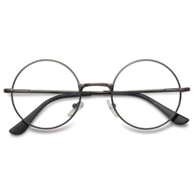 VEVESMUNDO Round Retro Metal Reading Glasses for Men and Women, Gray, +3.0