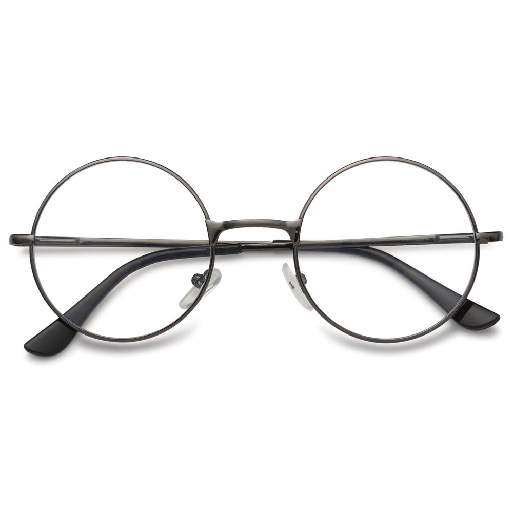 VEVESMUNDO Round Retro Metal Reading Glasses for Men and Women, Gray, +3.0