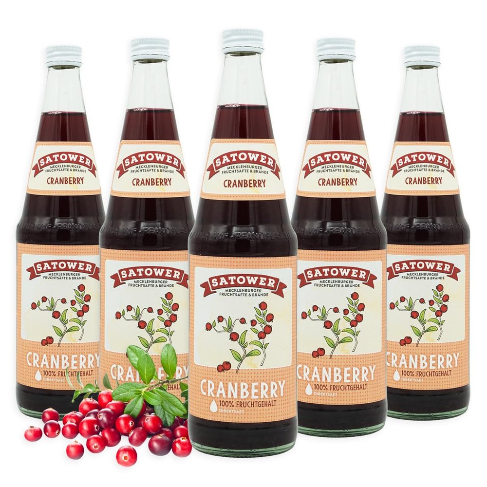 6 x 0.7 L Cranberry Juice (100% Direct Juice) - Original Satower