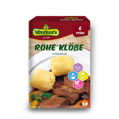 Werners Raw Potato Dumplings in Cooking Bags, 6 Pieces, 6 Packs per Carton