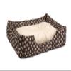 BedDog Mimi Dog Bed, Cordura Dog Sofa with Microfiber Velour, Washable Rectangular Bed with Bolster, Indoor/Outdoor, Size M, Brown-Beige with Paws view 1