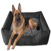 BedDog Mimi Dog Bed, Cordura Dog Sofa with Microfiber Velour, Washable Rectangular Bed with Bolster, Indoor/Outdoor, Size M, Brown-Beige with Paws view 3