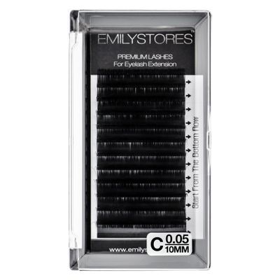 EMILYSTORES 0.05 mm C-Curl 10 mm Silk Mink Eyelashes, Single Size, 1 Tray