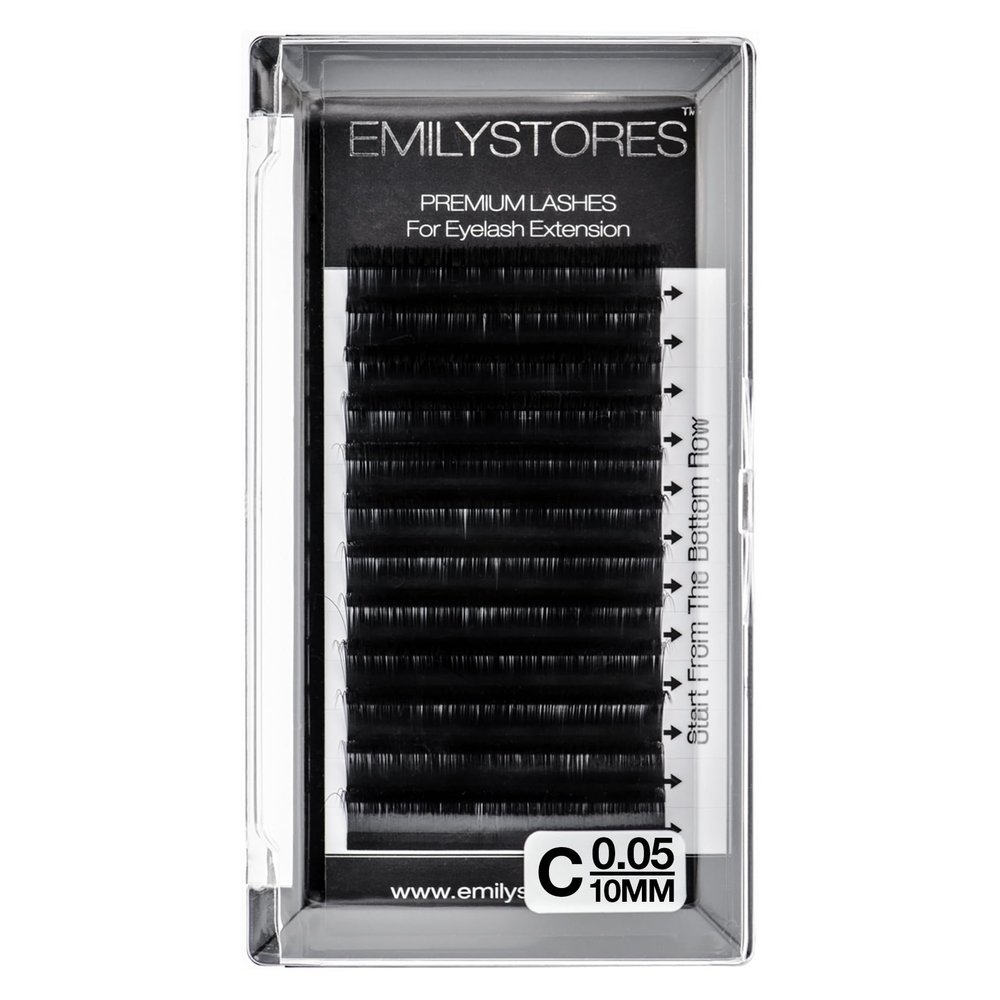 EMILYSTORES 0.05 mm C-Curl 10 mm Silk Mink Eyelashes, Single Size, 1 Tray