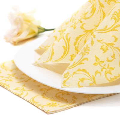 Papstar 50 Napkins 'ROYAL Collection' 1/4 Fold 40 cm x 40 cm Yellow 'Damascato'