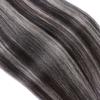Tape-In Hair Extensions #1B/Gray Highlighted, 60 cm, 50 Wefts, 100% Remy Human Hair by NOVON view 2
