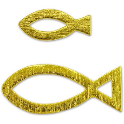 Gold Wooden Christian Fish, 24-Piece Bag