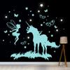 Unicorn Fairy Wall Decal with Butterflies and Glow-in-the-Dark Stars, M2018 – Berry, L view 2