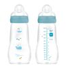 MAM Feel Good Glass Bottle 260 ml, 2-Pack with Size 1 Teats view 1