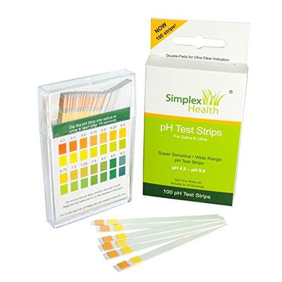 SimplexHealth pH Test Strips (100 Count) for Urine and Saliva
