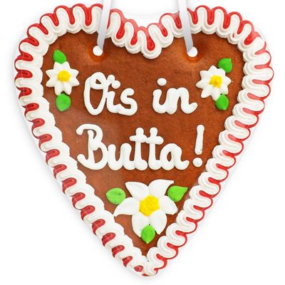 18 cm Gingerbread Heart with “Ois in Butta” Saying