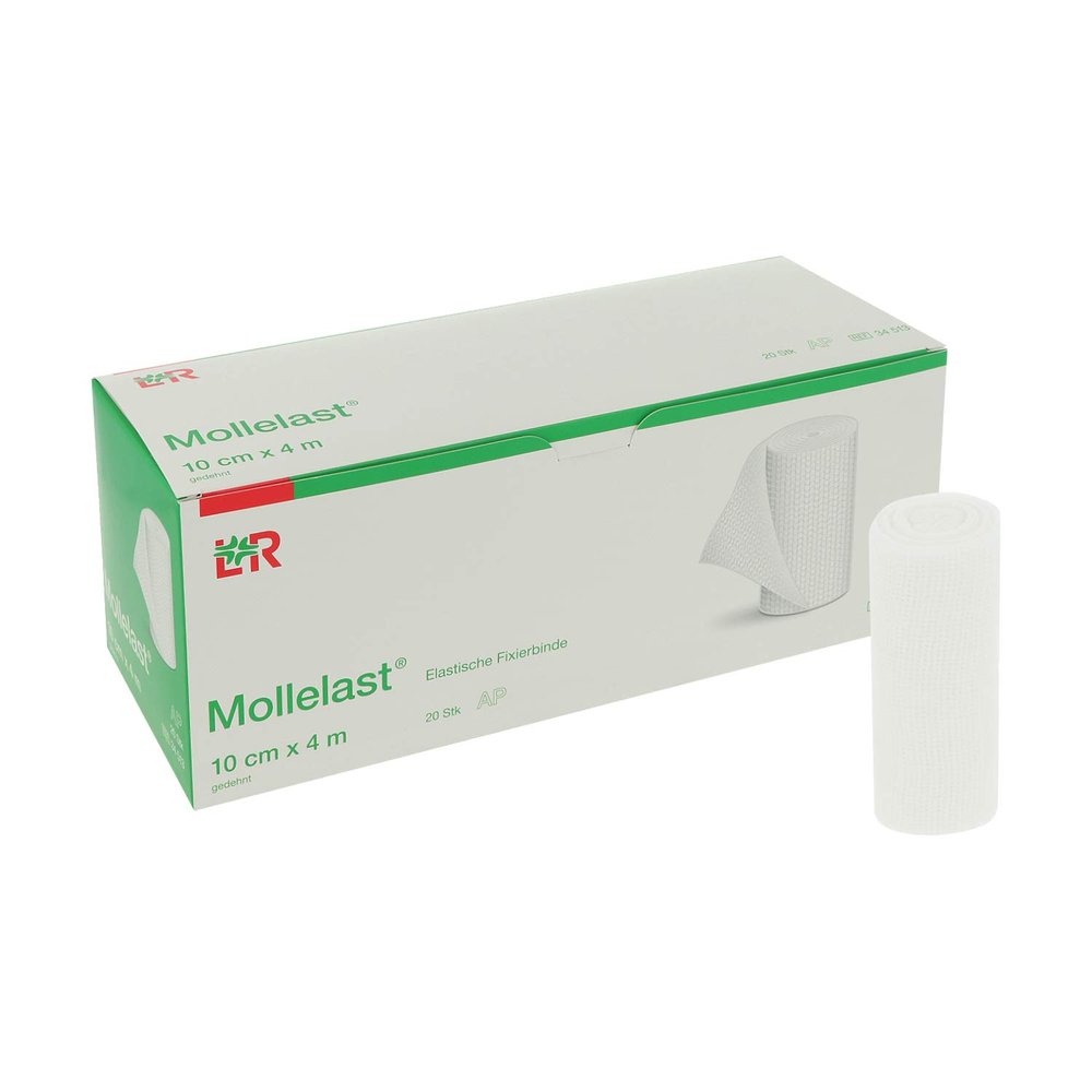 MOLLELAST Bandages 10 cm x 4 m, White, 20 Count, 600 g
