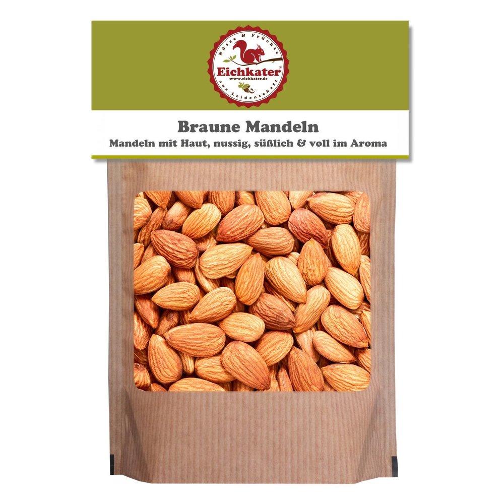 Eichkater Natural Brown Almonds, 4-Pack (4 x 750 g)